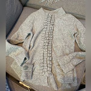 Anthropology grey knit button down cardigan with detailing